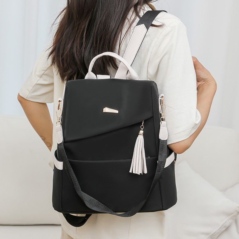 Womens Anti Theft PU Travel Rucksack with Back Zipper Pocket