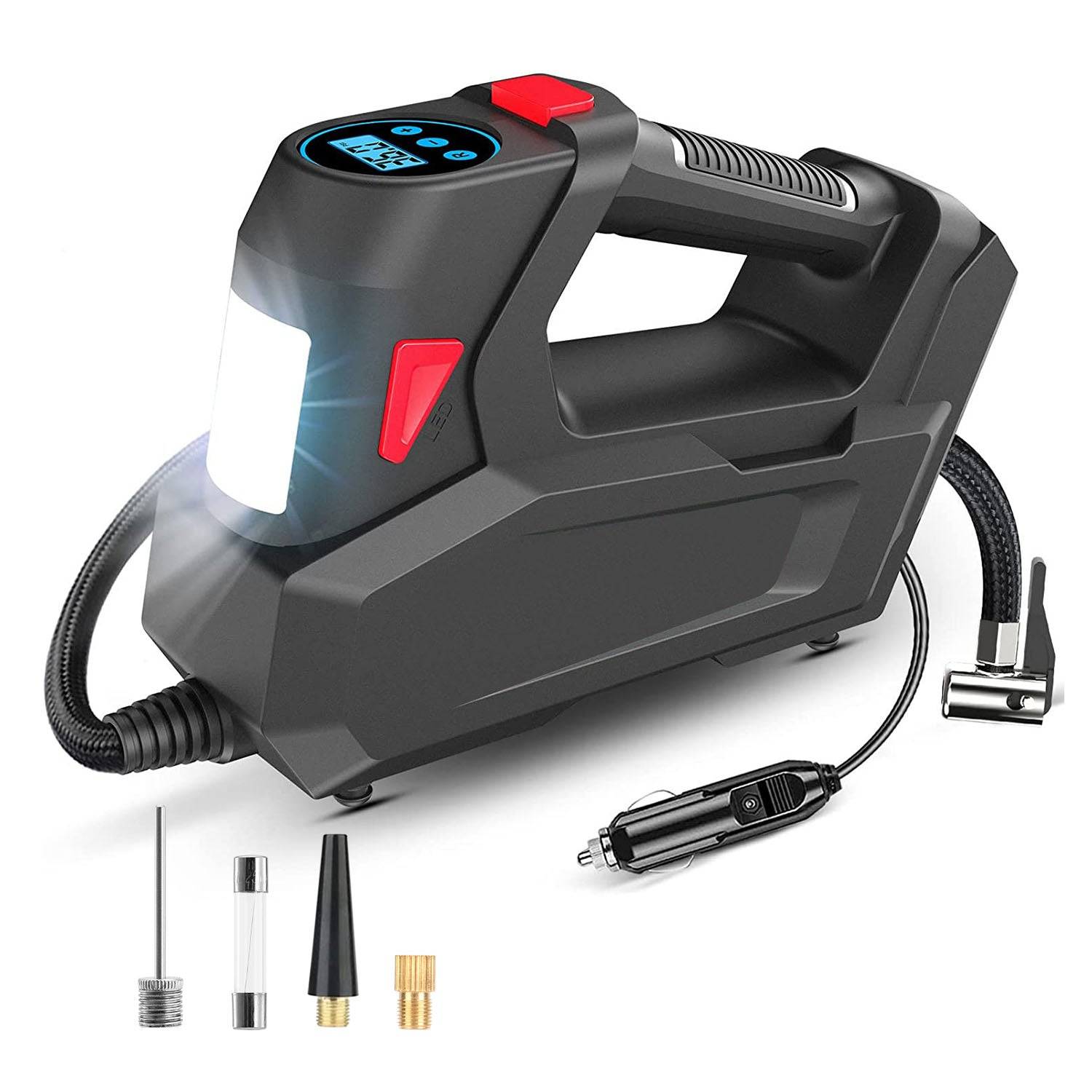 Portable Tire Inflator with Digital Display and LED Light