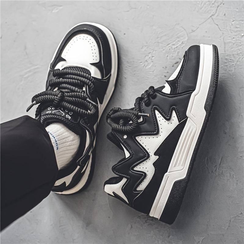Men’s Low-Top Casual Sneakers Lace-Up Design with Thick PVC Sole & Breathable Lining for Daily Wear, Outdoor & Light Exercise