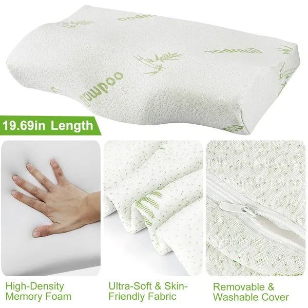 Pillow Contoured Bamboo Memory Foam Cervical Support Design