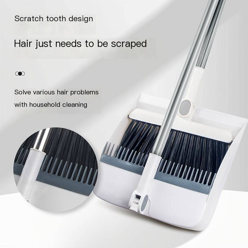 2pcs 3-in-1 Magnetic Foldable Broom & Dustpan Set Rotatable Design for Pet Hair, Bedroom & Living Room Cleaning