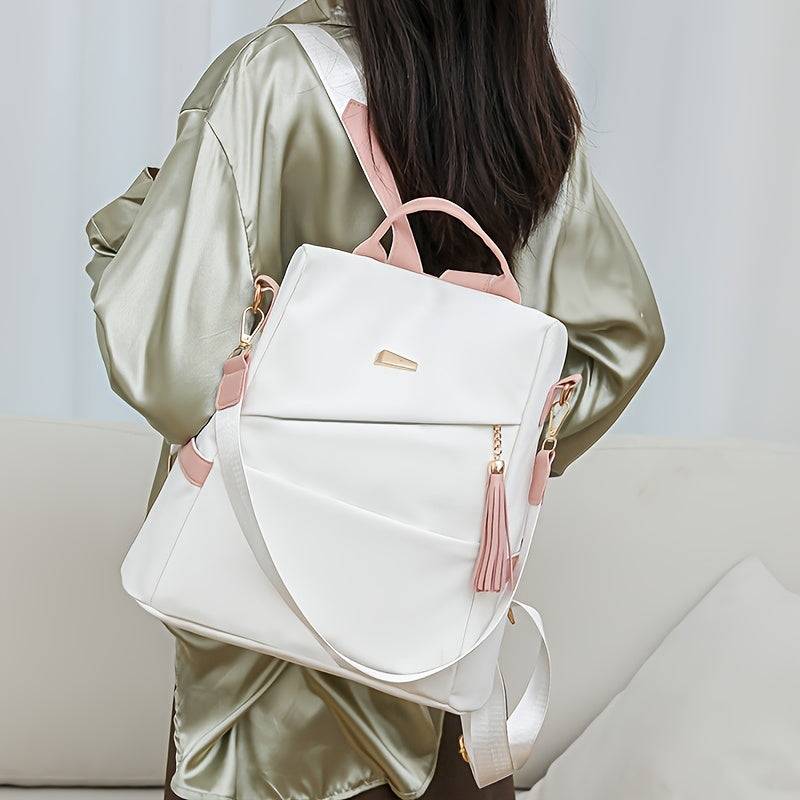 Women's Anti-Theft Travel Backpack, Lightweight PU Bag with Large Capacity, Adjustable Straps and Tassel Details, Stylish Design for Daily Use