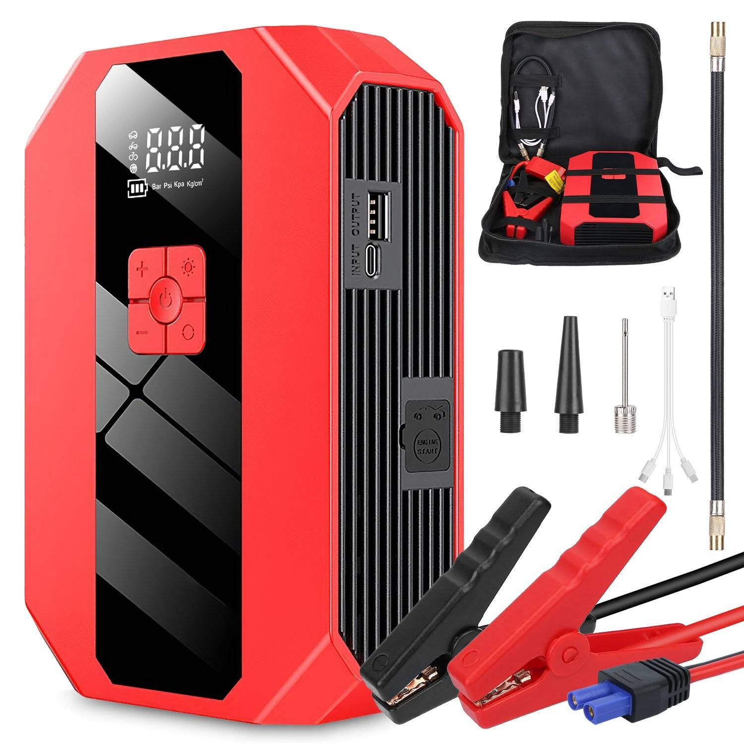 1500A Portable Jump Starter with Air Compressor