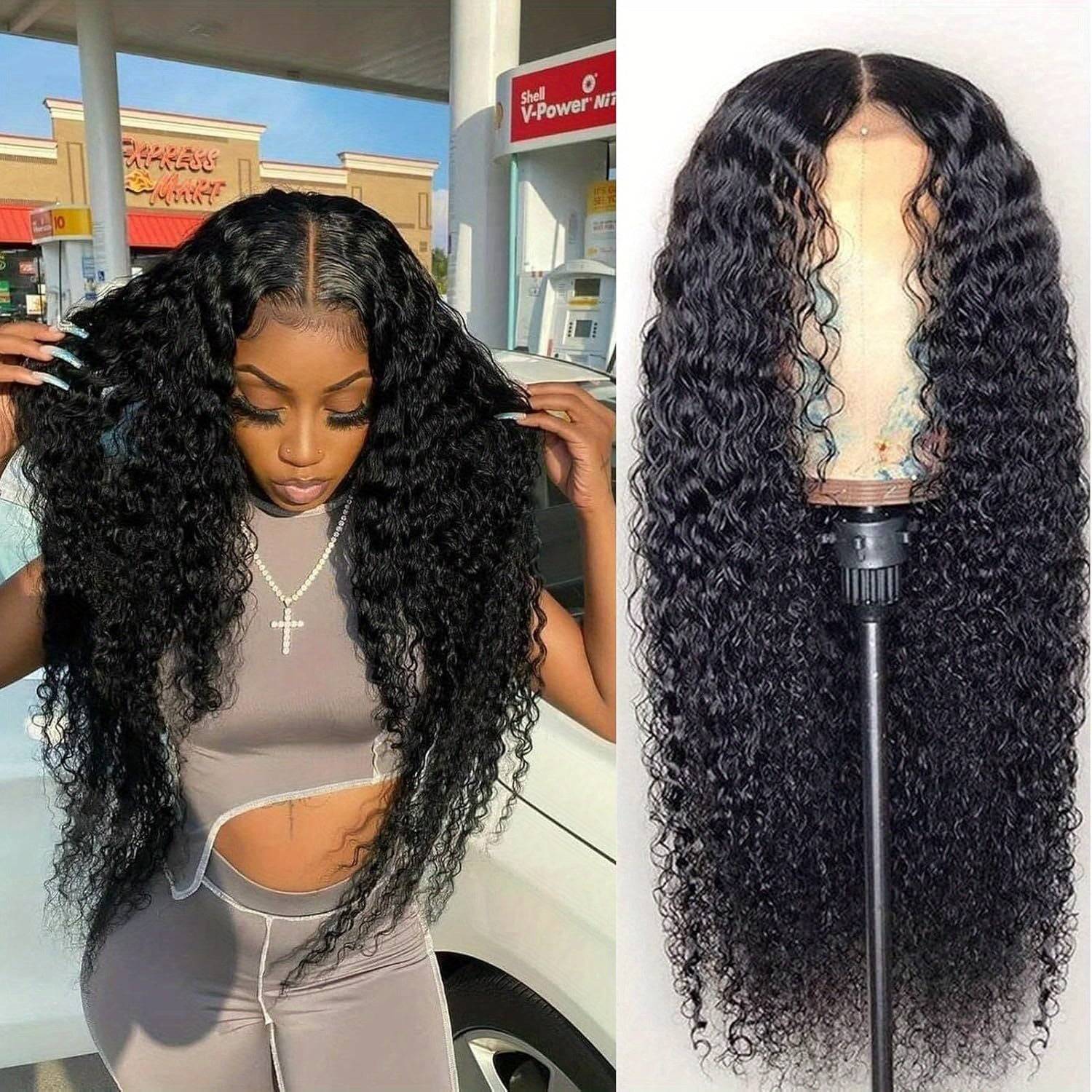 Brazilian Virgin Human Hair Wig Deep Wave 4x4 HD Lace Closure 180% Density with Pre-Plucked Baby Hair Natural Black, Soft, Tangle-Free for Daily & Special Occasions