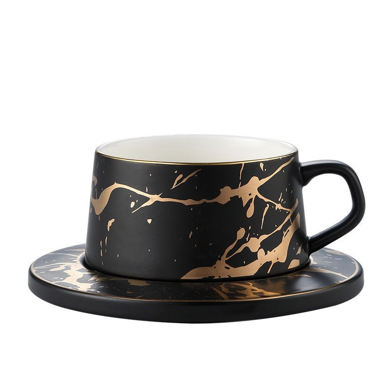 Ceramic Coffee Cup with Saucer 300ml Plain Design Available in Matte White Black or Malachite Green