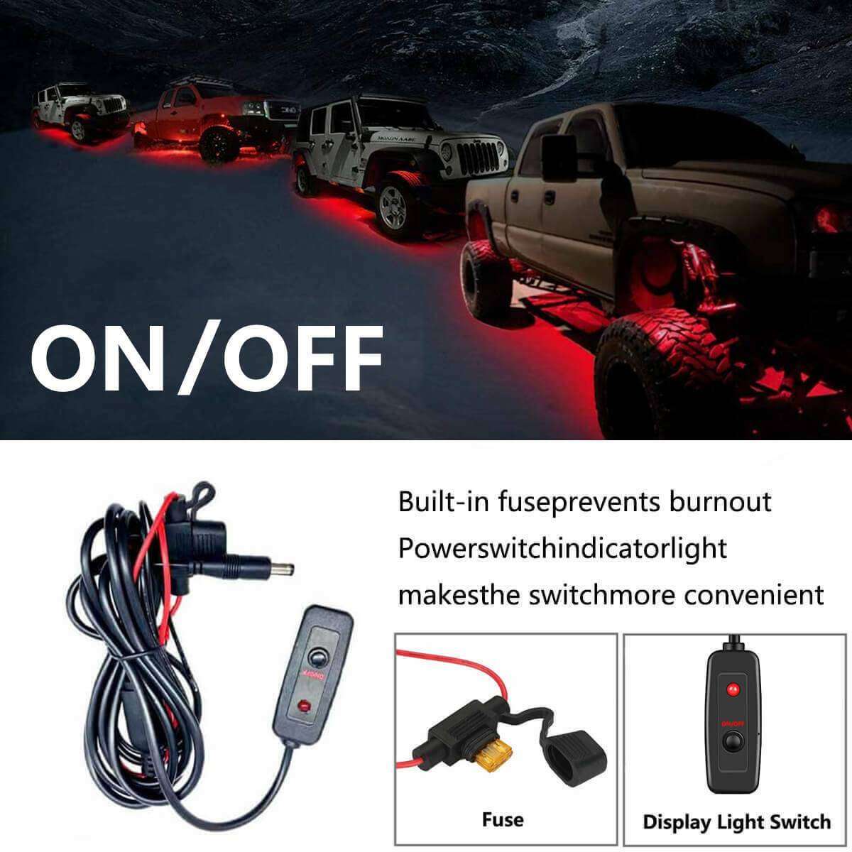 RGB Car Underglow Neon Strip Lights Kit With Music Mode