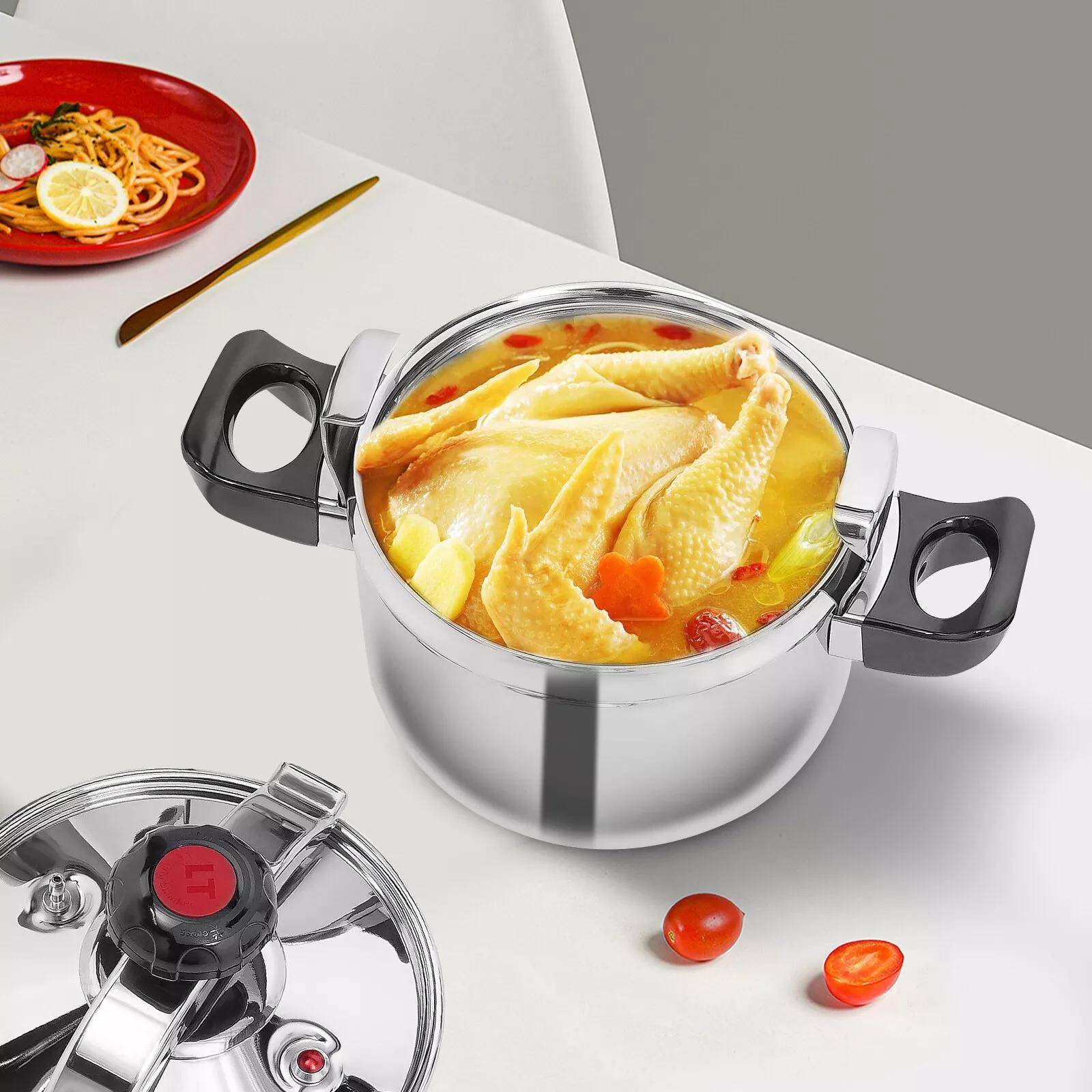 Heavy-Duty Stainless Steel Cooker – 4.54 Qt Multi-Stove Compatible Pot with Lid, Dishwasher Safe for Home & Commercial Use