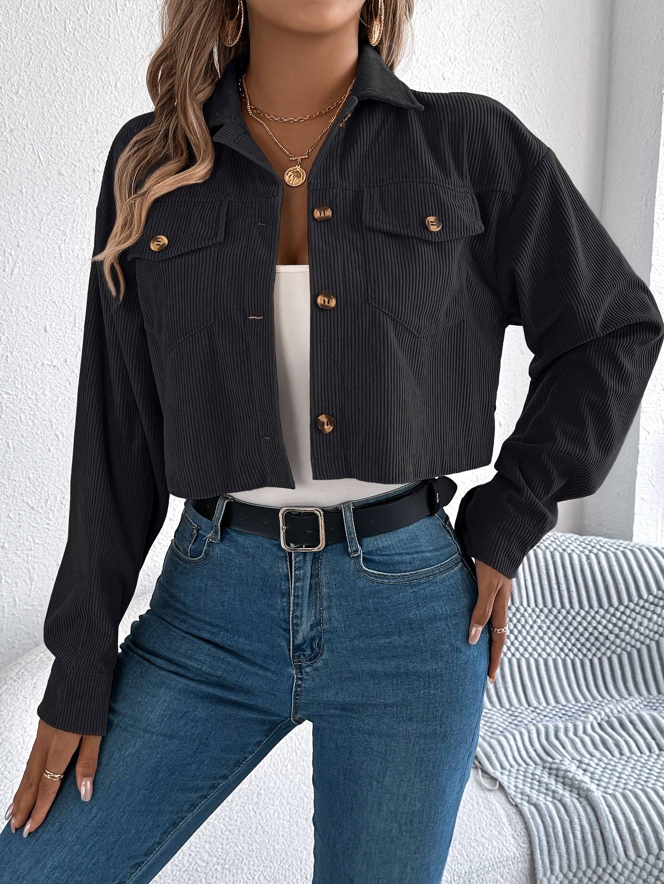 Women’s Cropped Oversized Blazer Jacket High Waist Loose Fit with Zipper Lightweight Outerwear for Spring & Fall