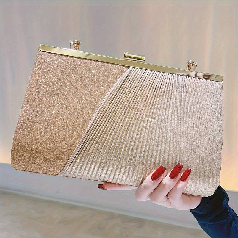 Women’s Golden Shiny Evening Clutch – Glitter Sequin Envelope Handbag for Weddings, Parties, Prom & Formal Events