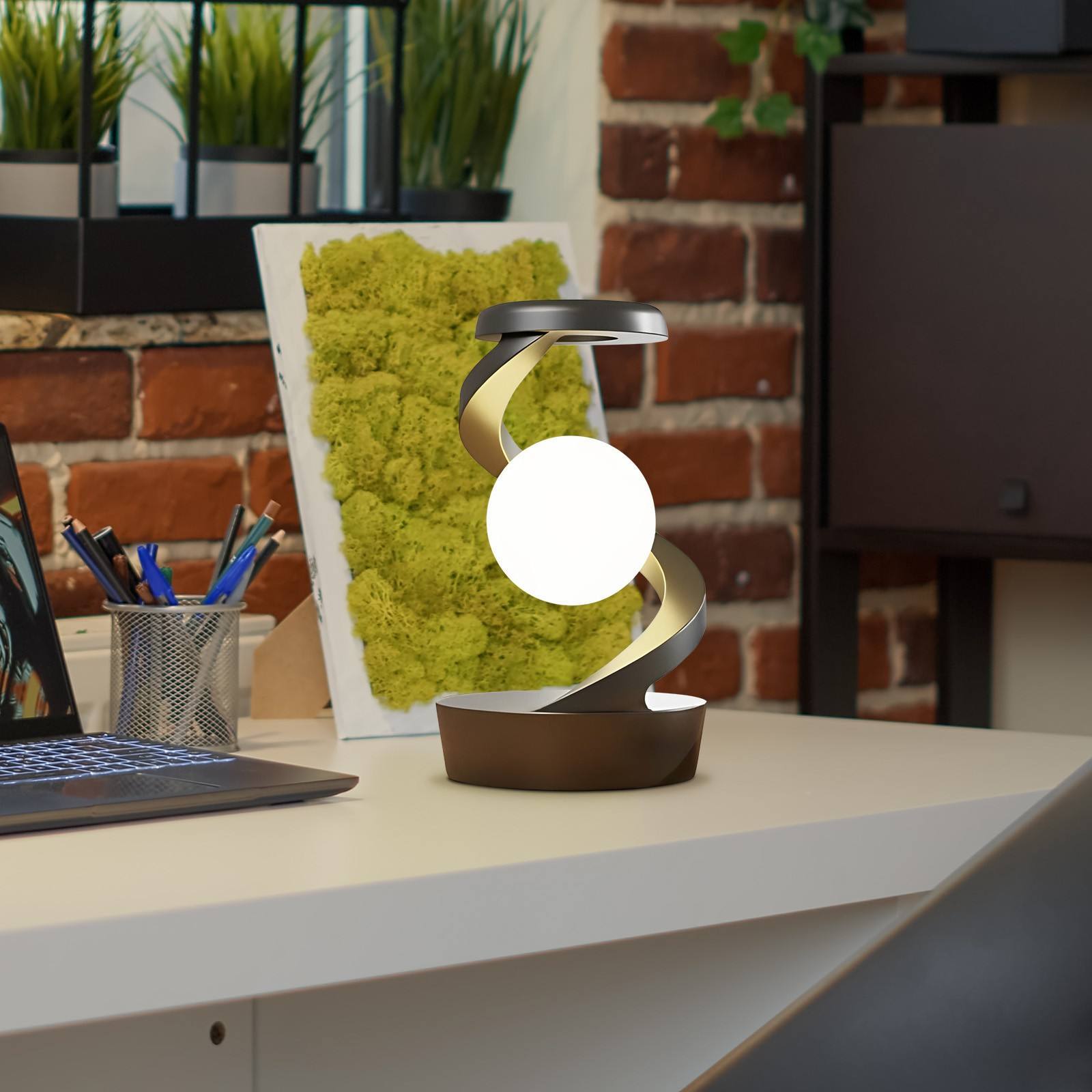 Rotating Moon Desk Lamp With Phone Wireless Charging Sensor Control Table - PMMNAPOLES