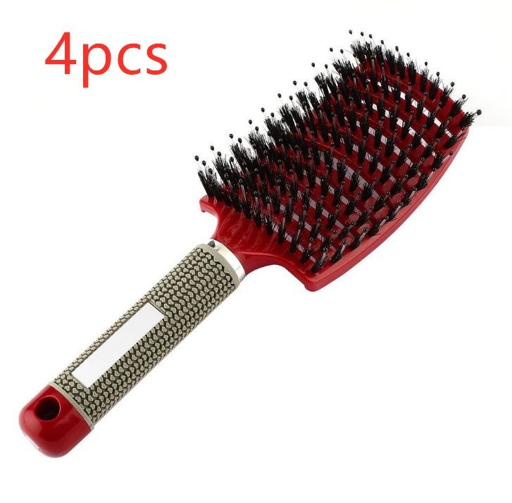 Bristle and Nylon Hair Brush with Massage and Soft Handle
