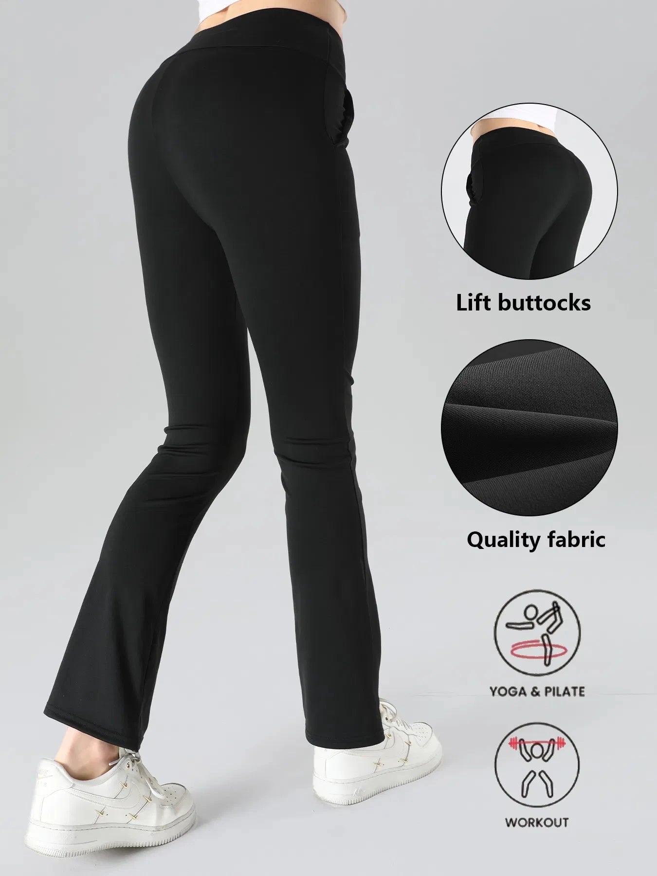 4 Pack High Waisted Flare Leggings Set