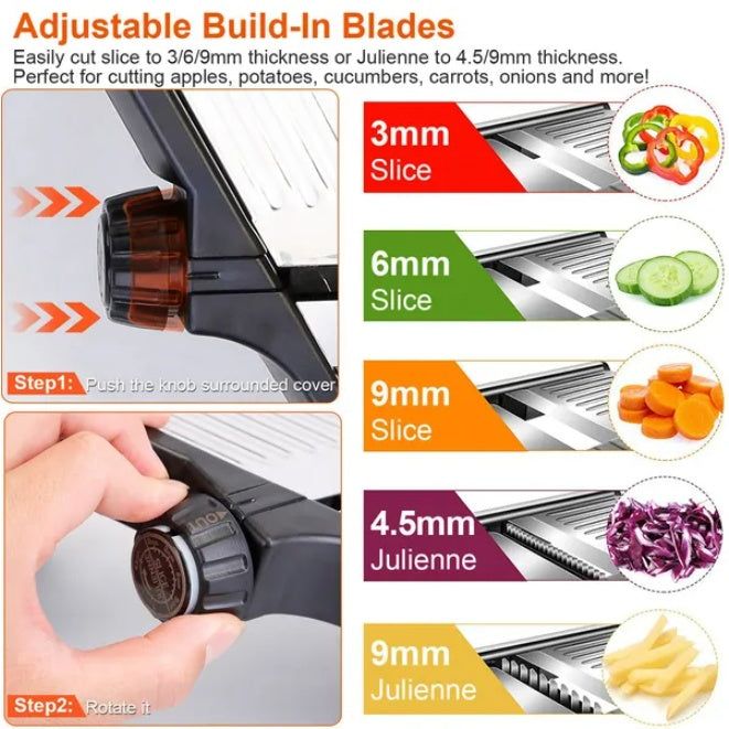 Stainless Steel Mandoline Slicer with Adjustable Thickness
