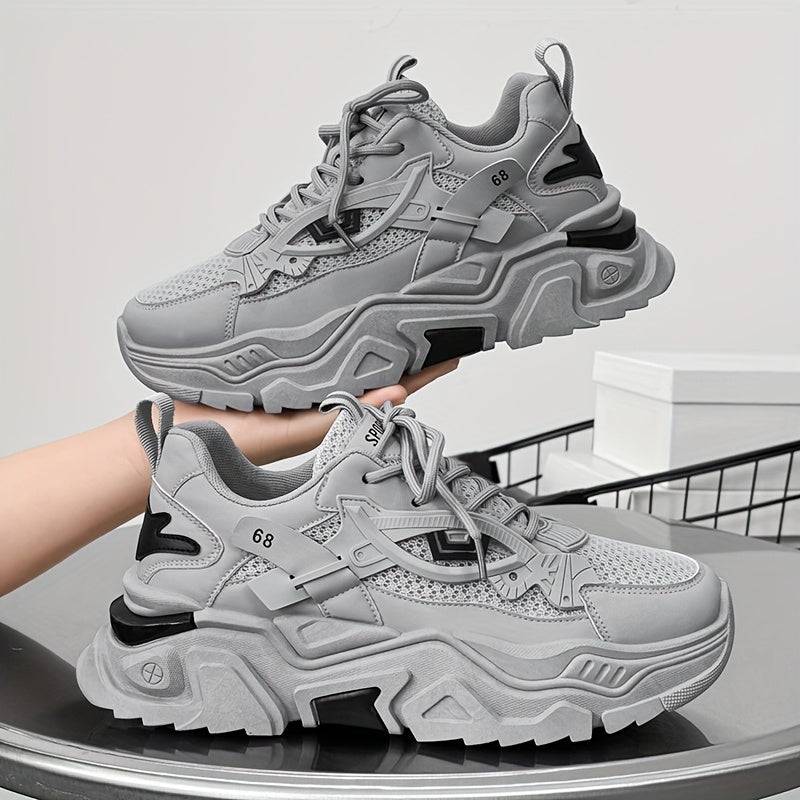 Men’s Breathable Running Shoes – Mesh Lace-Up Sneakers with Thick Rubber Sole – Durable & Stylish for Sports, Outdoors & Daily Wear