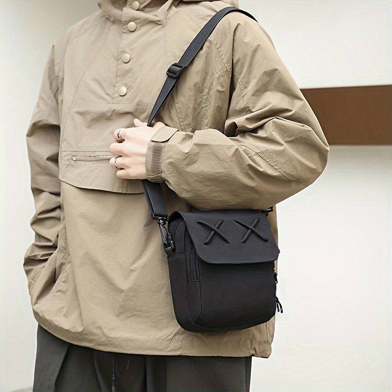 Men’s Black Canvas Crossbody Bag – Stylish Casual Shoulder Bag with Adjustable Strap & Multi-Compartments for Everyday Use