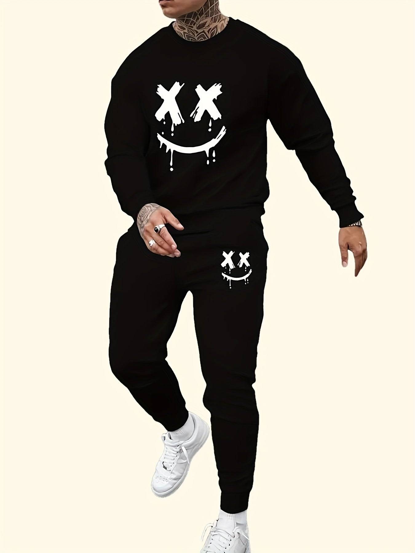 Men's Los Angeles Graphic Sweatshirt, 250g Polyester Crew Neck Long Sleeve with Geometric Print, Casual All-Season Comfort