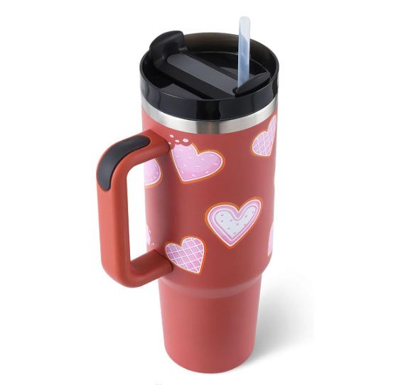 40oz Stainless Steel Insulated Tumbler with Handle and Straw
