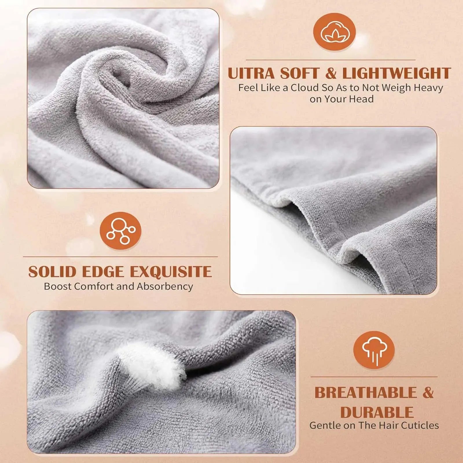 3PCS Microfiber Hair Towel Wrap Set Fast Drying