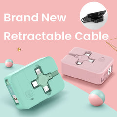 Retractable USB Cable Creative Macaron Type C Micro Cable For I Phone With Phone Stand Charging Data Cable Line Storage Box - PMMNAPOLES