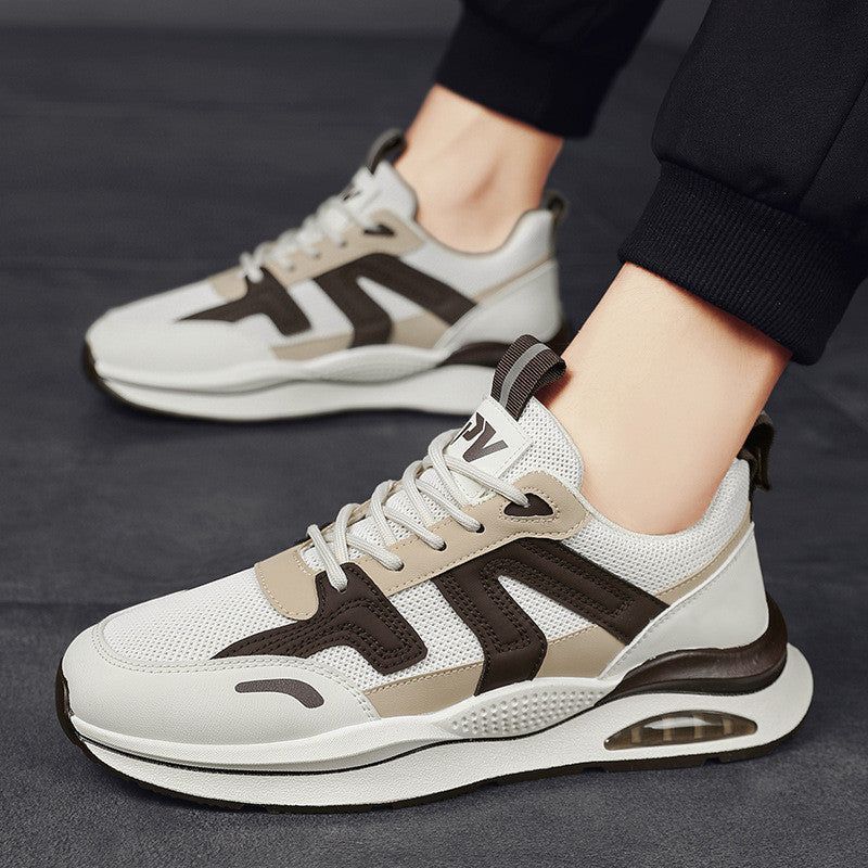 Men’s Casual Platform Sports Shoes Color Block Lace-Up Sneakers with PVC Rubber Sole Lightweight Design