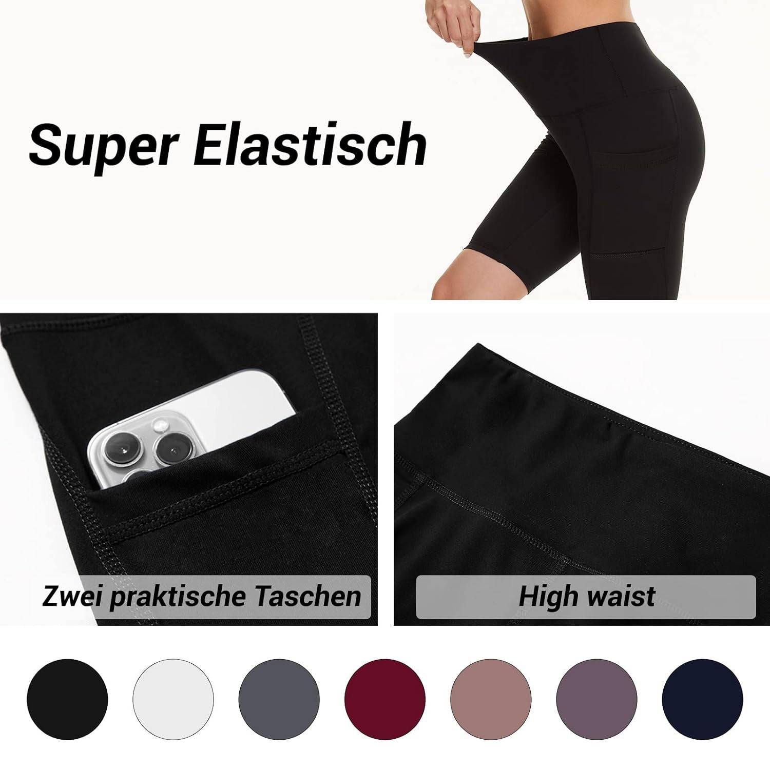 Women’s High-Waisted Slim Fit Sports Shorts with Pockets, Hip-Lifting Polyester Design