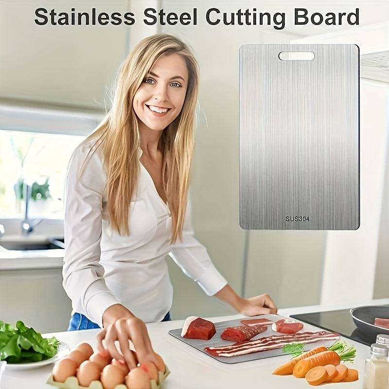 Premium Double-Sided Stainless Steel Cutting Board Food Grade Material for Kitchen & Dining Use