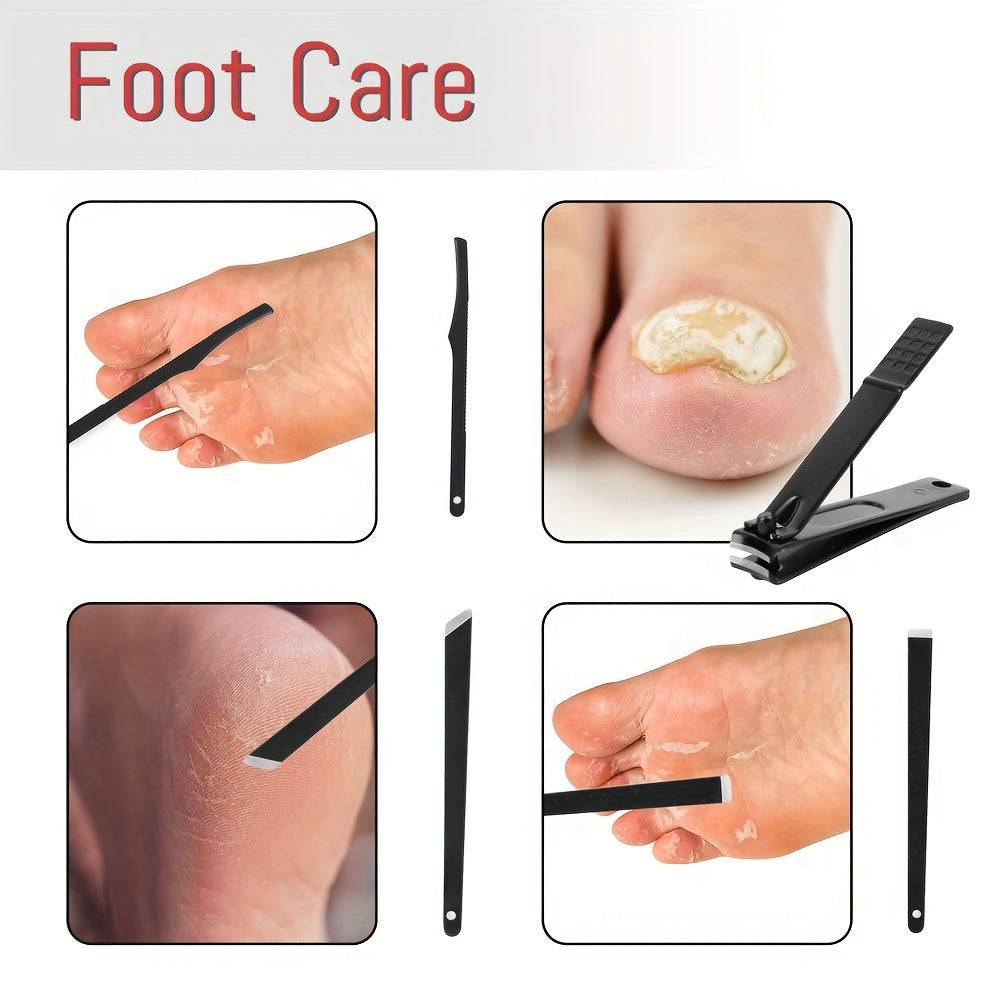 Stainless Steel Nail Clippers & Manicure Set Cuticle Nippers, Pedicure Tools with Travel Case for Hand & Foot Care
