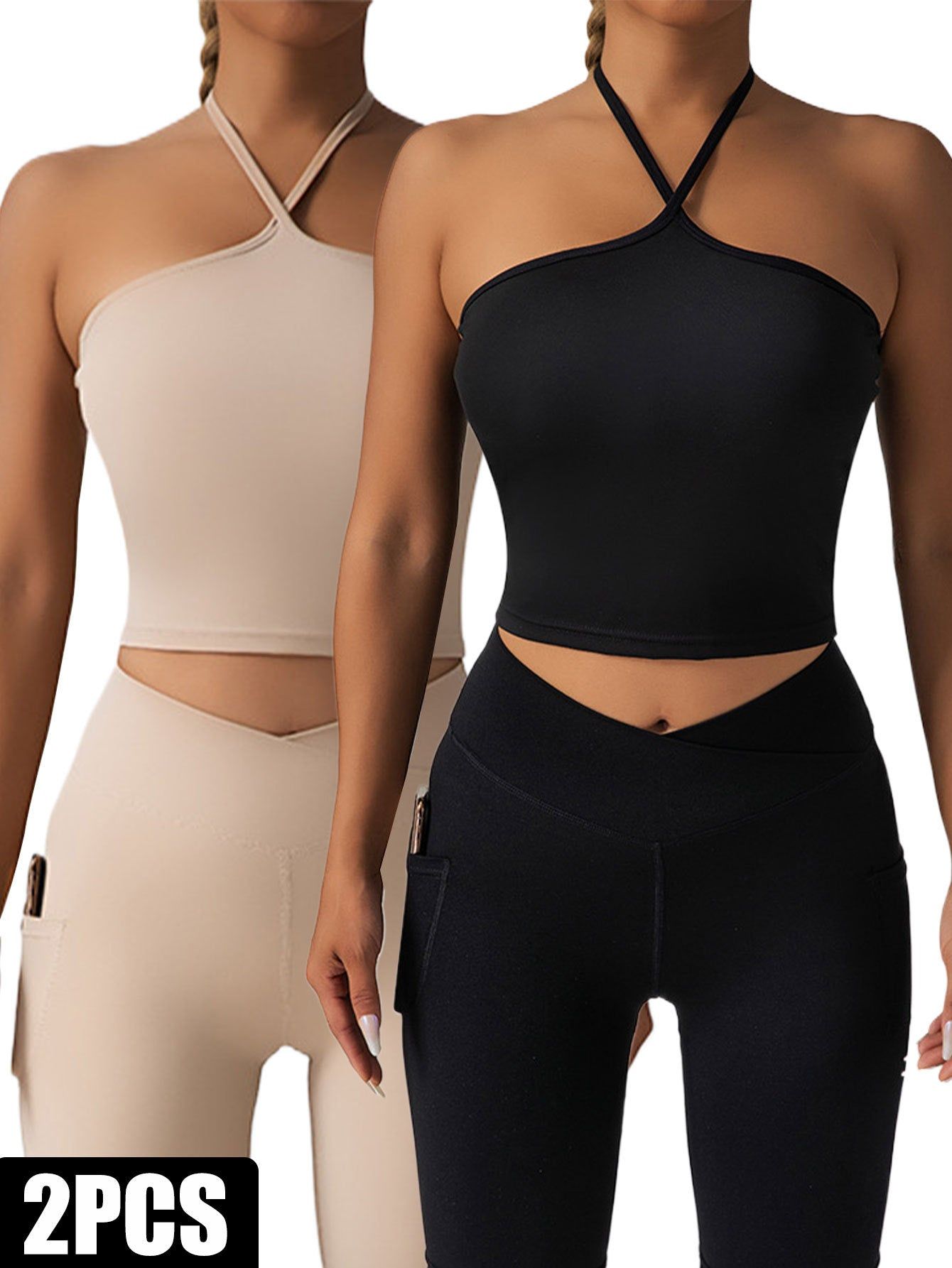 Seamless Racerback Sports Bra 2 Pack High Support Padded