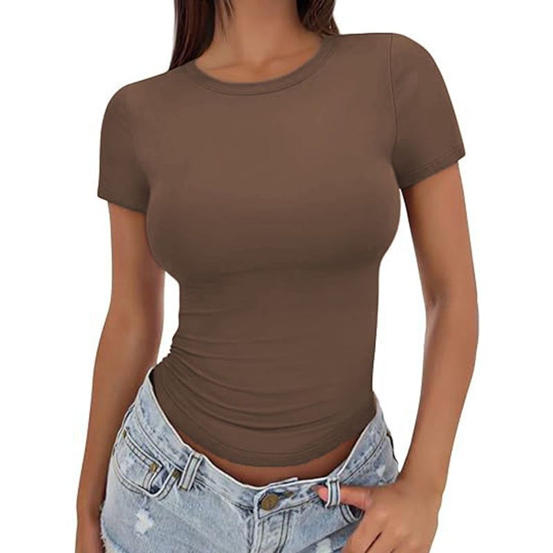 Womens Crewneck Slim Fit T Shirt For Summer Wear