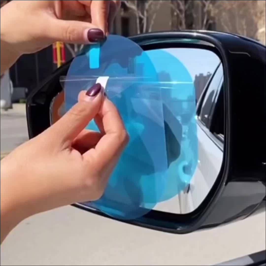 Waterproof Anti-Fog Car Mirror Film Hydrophobic Coating for Clear Rain Visibility, Easy Apply & No Residue, 2 or 4 Pairs