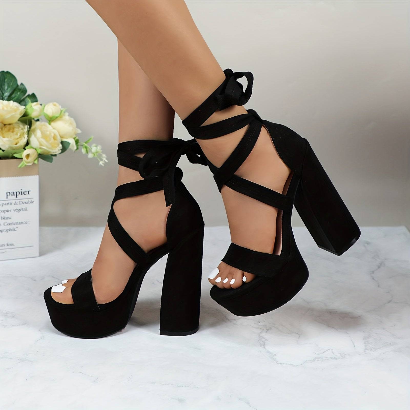 Women's Chunky Block Platform Heels, Strappy Gladiator Open Toe Dressy Pumps Sandals for Wedding, Party, Dance or Office
