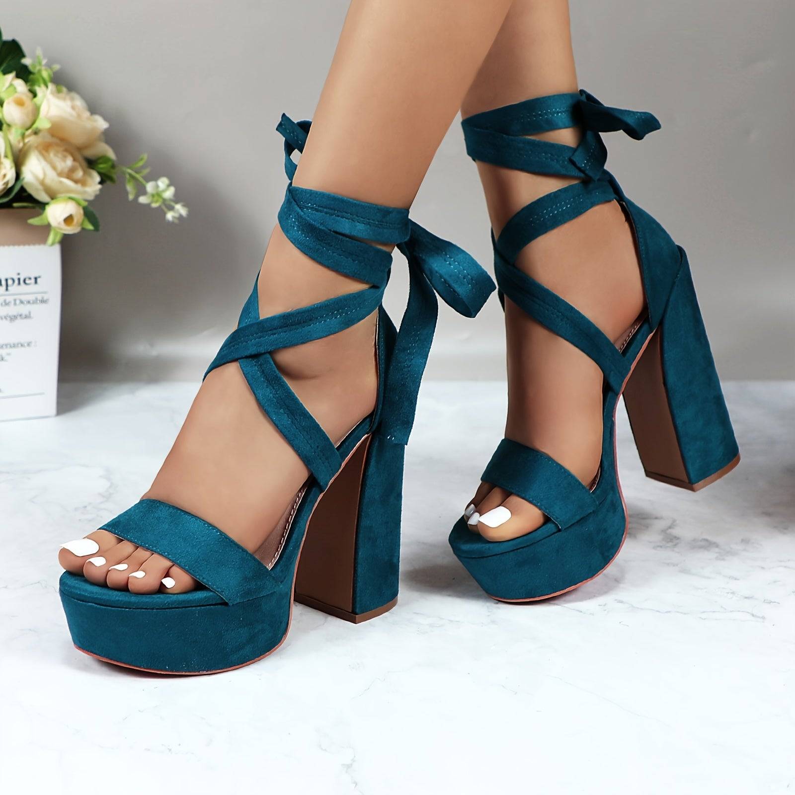 Women's Chunky Block Platform Heels, Strappy Gladiator Open Toe Dressy Pumps Sandals for Wedding, Party, Dance or Office