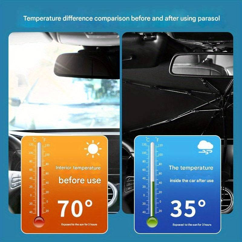 Portable Car Sunshade Umbrella Front Windshield Sun Protection & Heat Insulation with Storage Bag for Cars and RVs