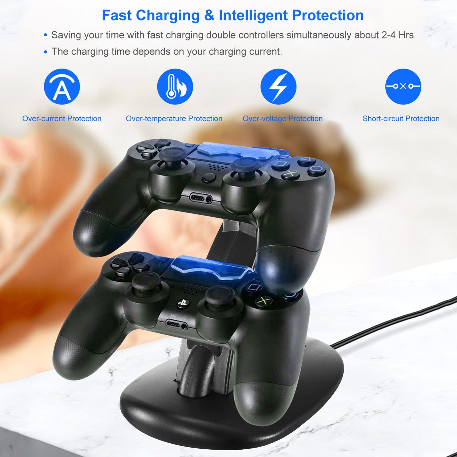 Dual Charging Station for PS4 Controllers with LED Indicator