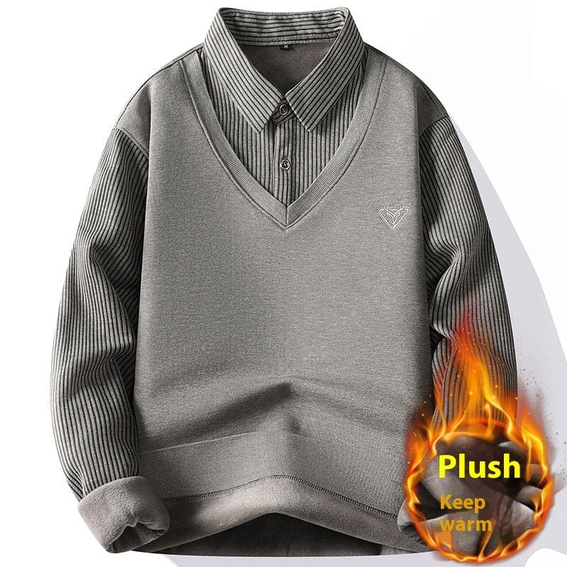 Autumn And Winter Men's Fake Two Pieces Knitted Sweater - PMMNAPOLES