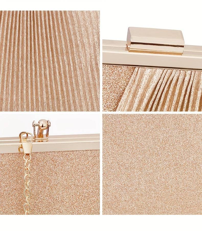 Women’s Golden Shiny Evening Clutch – Glitter Sequin Envelope Handbag for Weddings, Parties, Prom & Formal Events