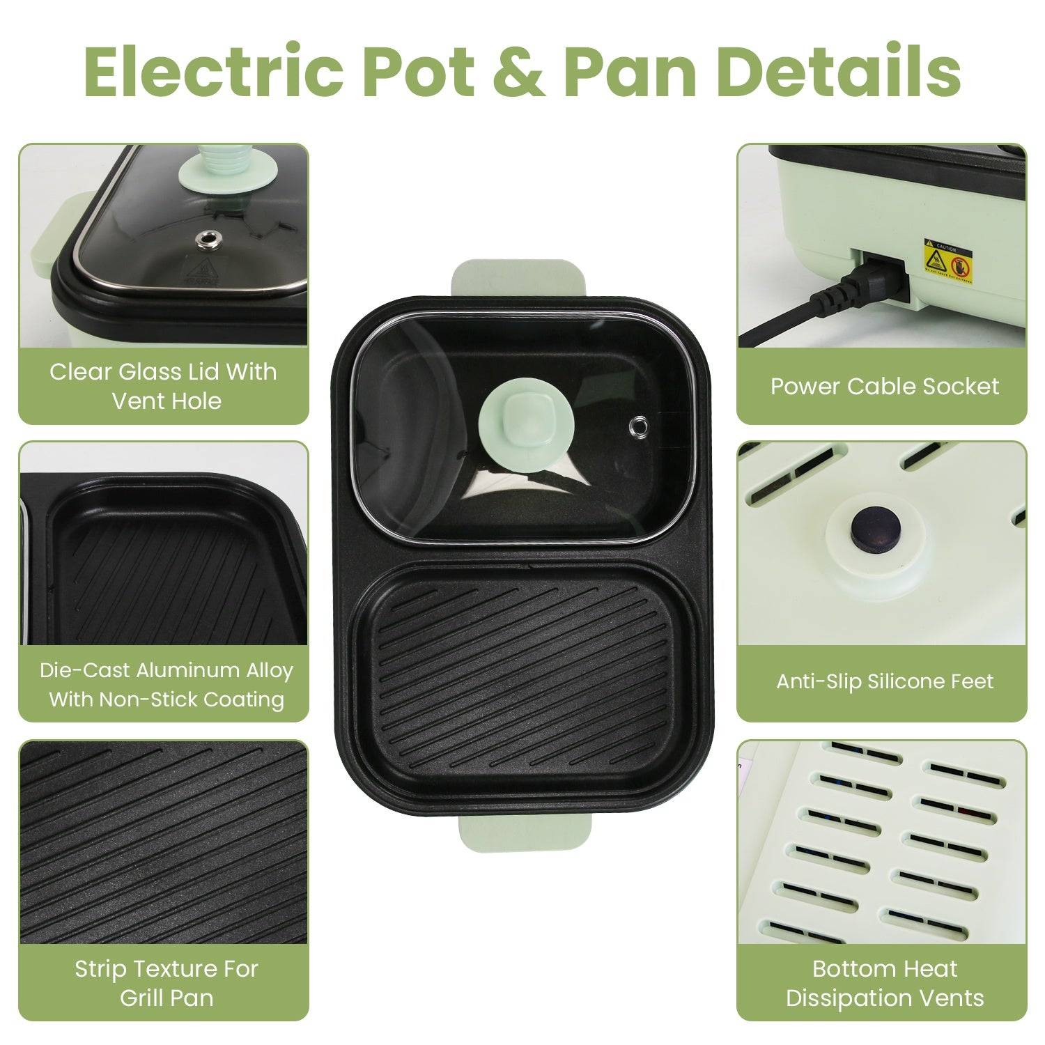 2-in-1 Electric Grill and Hot Pot 1300W for 1–2 People