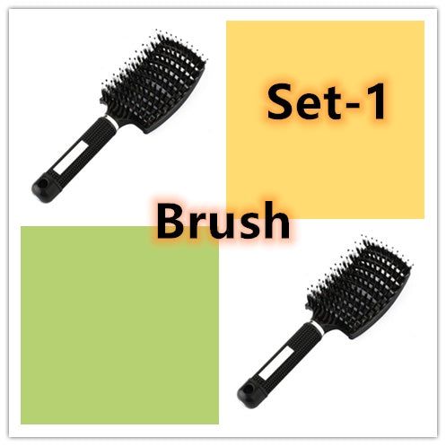 Bristle and Nylon Hair Brush with Massage and Soft Handle