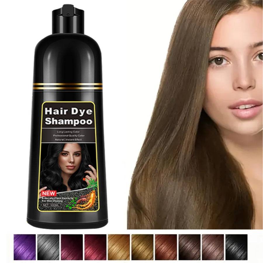 500ml 5-in-1 Hair Dye Shampoo – Covers White Hair, Herbal Formula, Free Toolkit, Gift for Men & Women