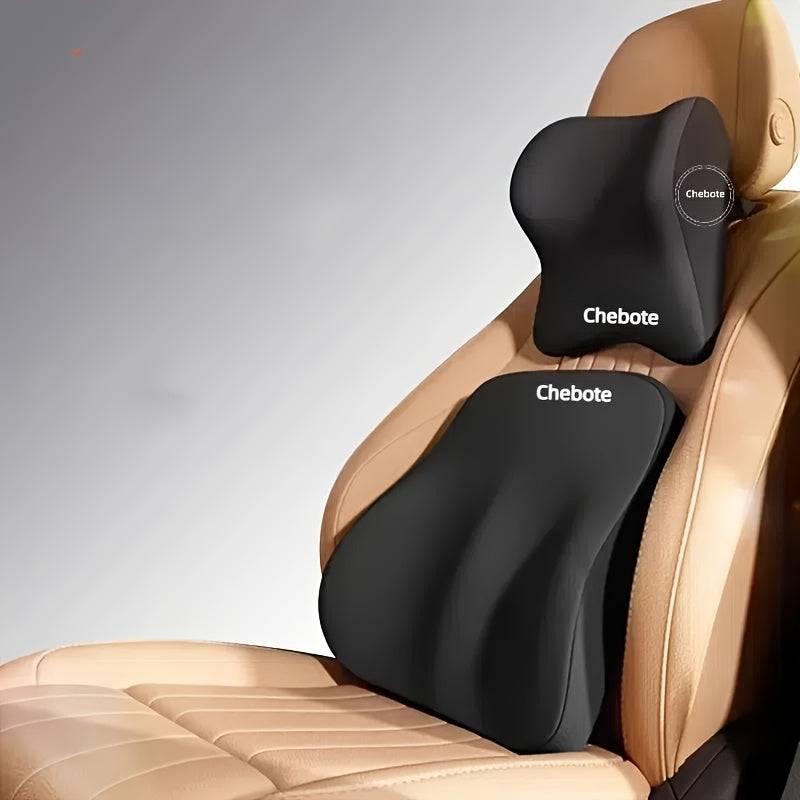 Ergonomic Car Saddle Set Memory Foam Lumbar Support & Neck Pillow, Machine Washable for Car Travel Comfort