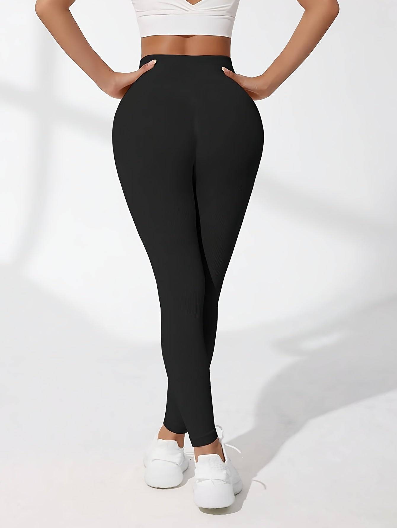 3-Pack Women's High-Waist Ribbed Leggings, Seamless Tummy Control Pants for Gym and Running, Stretchy Nylon-Spandex Blend Activewear
