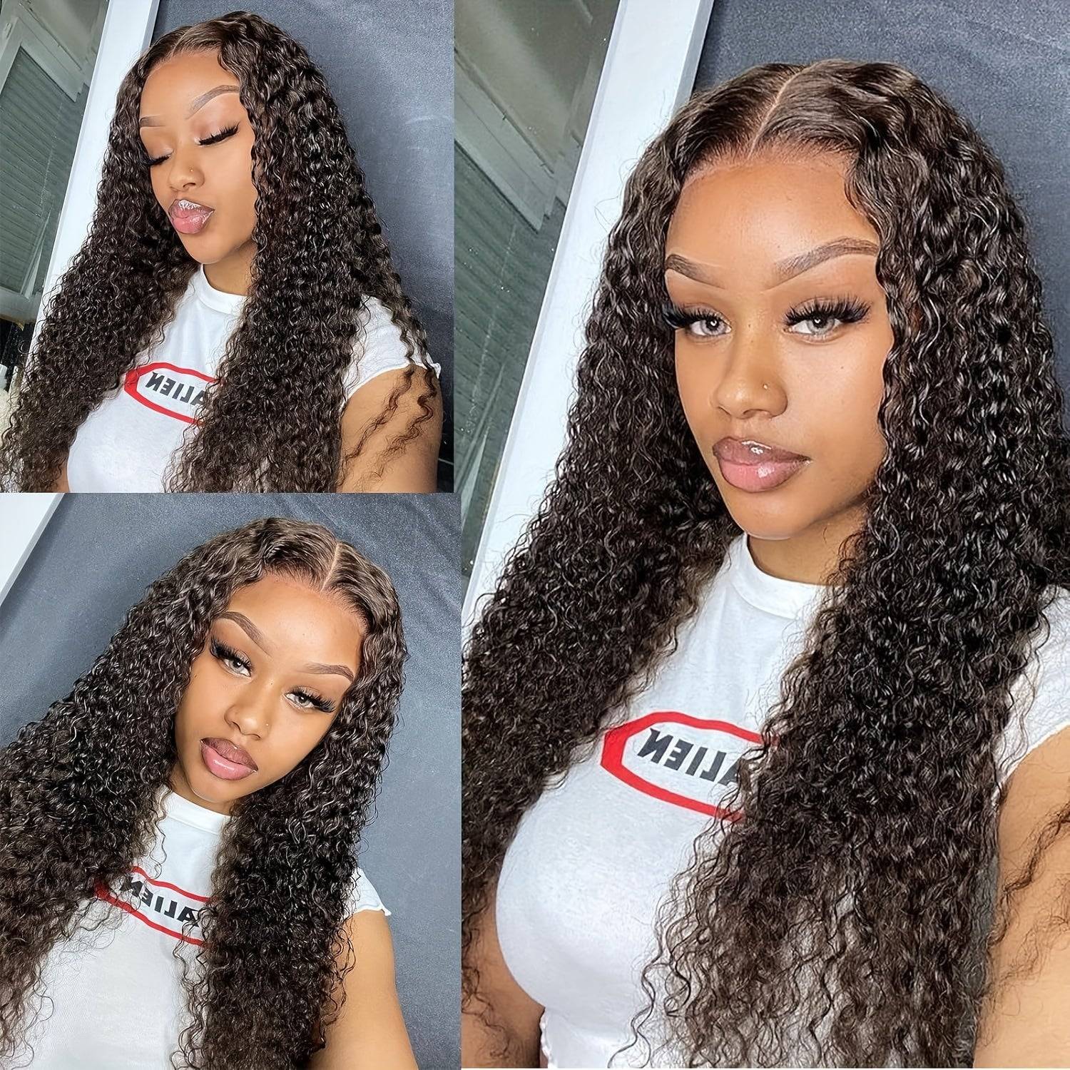 Brazilian Virgin Human Hair Wig Deep Wave 4x4 HD Lace Closure 180% Density with Pre-Plucked Baby Hair Natural Black, Soft, Tangle-Free for Daily & Special Occasions