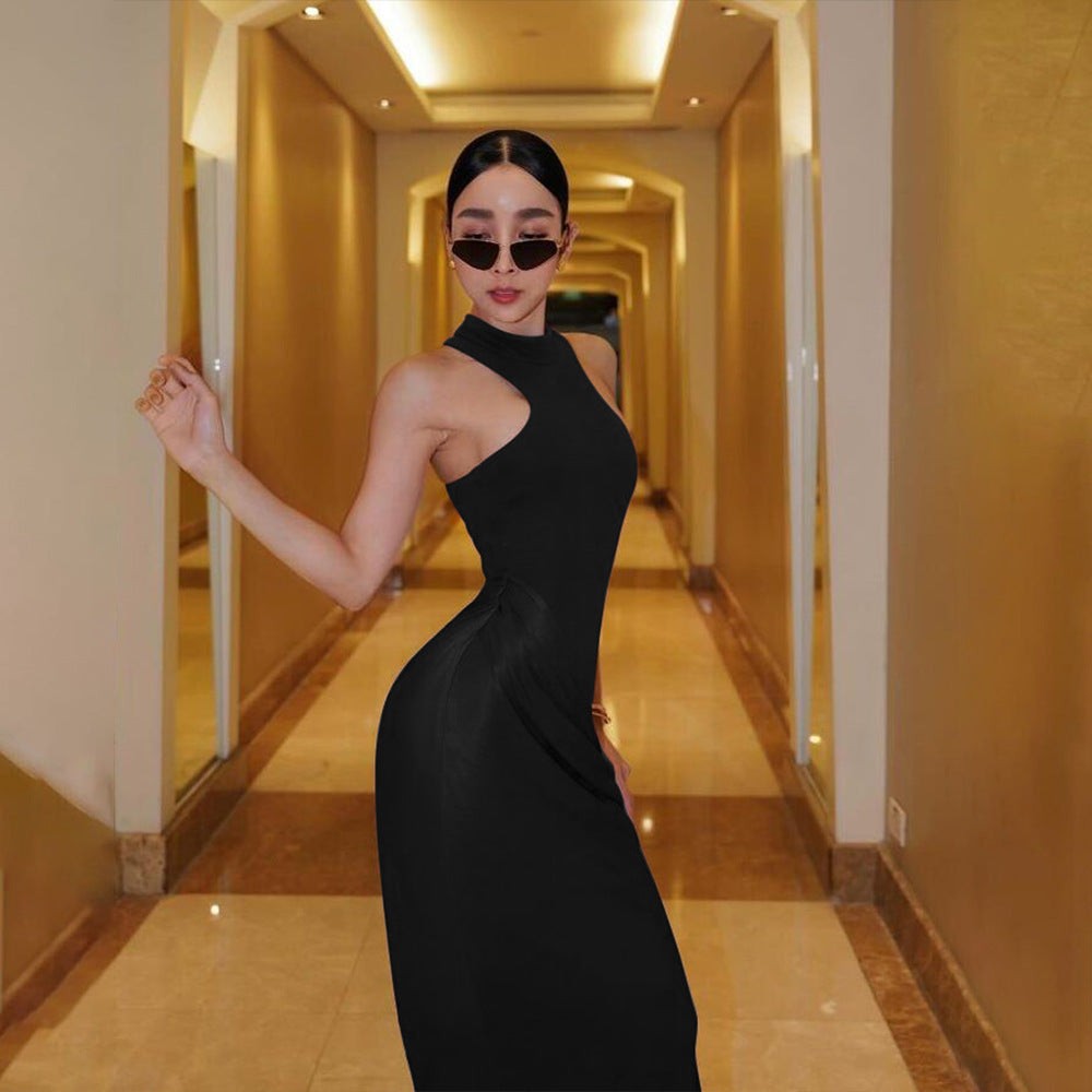 Women Stylish Hollow Out Fashion Dress with Stitch Design