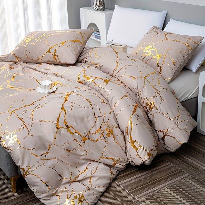 3-Piece Duvet Cover Set – Super Soft & Breathable Bronzing Texture, Includes 1 Duvet Cover + 2 Pillowcases, All-Season Bedding for Home or Dorm
