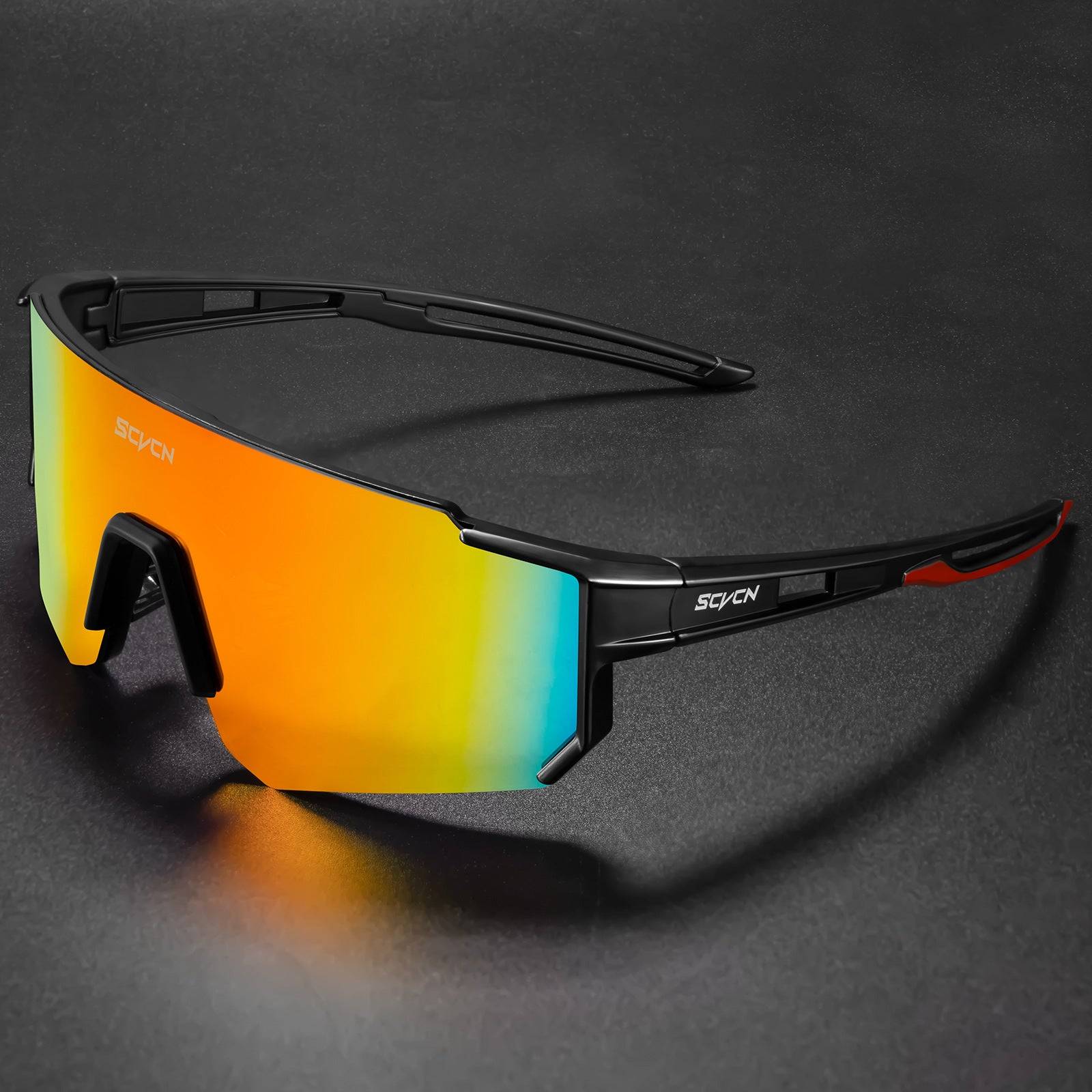 Frameless Sports Sunglasses for Cycling, Windproof and Anti-Mosquito, Colorful PC Lens Design