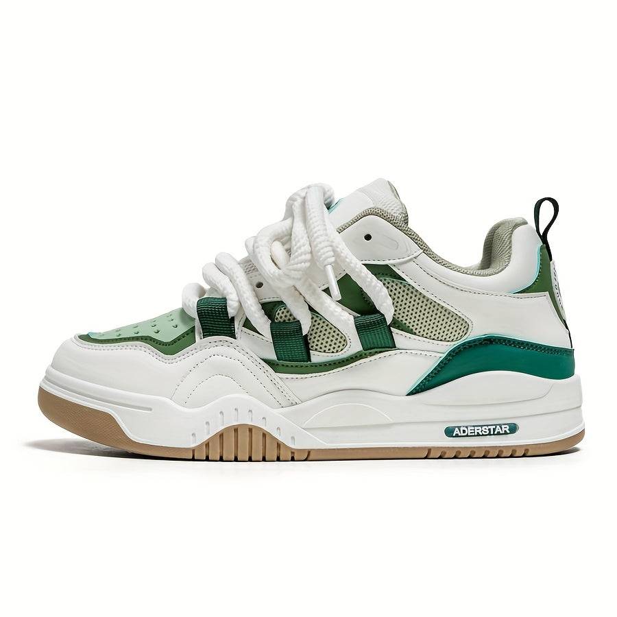 Men’s Chunky Thick-Soled Sneakers – Low-Top Lace-Up Casual Sports Shoes with Breathable Fabric Upper & Durable Rubber Sole for Daily Wear