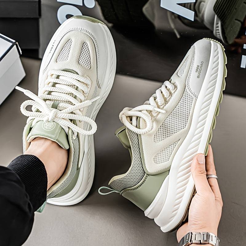 Men's lightweight plus size running shoes with non-slip sole and cushioned insole, breathable mesh upper for running, walking, and gym use in any season.