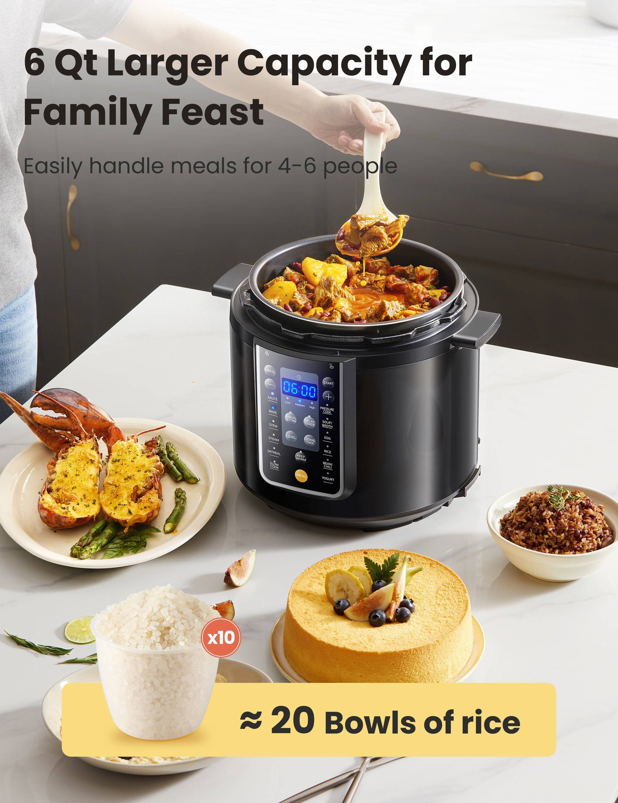 COMFEE’ 6-Quart 9-in-1 Electric Pressure Cooker, 13 Presets, Multi-Cooker, Nonstick Pot