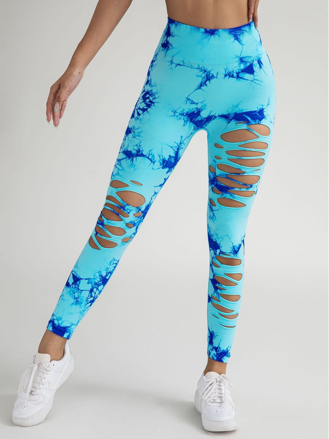 Tie Dye Yoga Pants High Waist Hollow Out Tummy Control