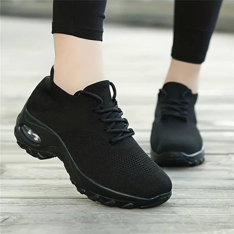 Unisex casual sports sneakers, flat bottom with non-slip sole, round toe mesh design for student running use